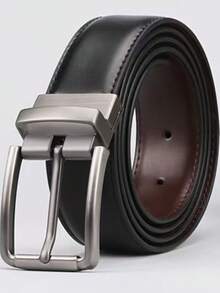 Fashionable Minimalist Men's Pin Buckle Leather Belt, High-End Business Style Versatile Waist Belt - Black - View 2