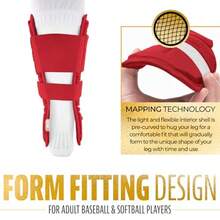 Franklin Sports Baseball + Softball Leg Guard - PRT Series Adult Shin + Foot Shield for Batting - Protective Leg + Ankle Guard with Toe Plate - Right Hand + Left Hand Hitters - Red - One Size - Rojo - Ver 5