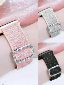 闪亮弹力表带，兼容 38mm 40mm 41mm 42mm 44mm 45mm 46mm 49mm，适合女孩和青少年佩戴。尼龙亮面单圈表带，闪光腕带，兼容 Series 11 10 9 8 7 6 5 4 3 2 1 SE Ultra。 - 彩色 - 查看 2