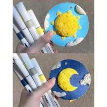 10pcs 3D Textured Art Canvas Paper, Fluffy Texture Painting Board, Suitable For DIY Crafts And Painting - White - View 3