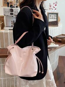 A Sophisticated Retro-Style Daily-Use Large-Capacity Commuter Minimalist And Versatile Exquisite Bag, A 2026 New Model For Ladies With A Chain Strap And Shoulder Across The Armpit. - Pink - View 9