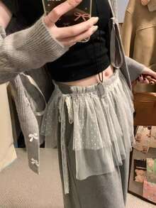 Women's Lace Mesh Tie-Up Fake Layering Hem, Elegant Skirt Extender For Dress & Skirt - Multicolor - View 4