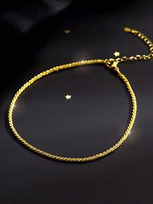 1pc S925 Sterling Silver Minimalist Shiny Chain Anklet, Versatile Casual Ins Style Anklet For Women, Unique Elegant Artistic Accessory - Chain - View 2