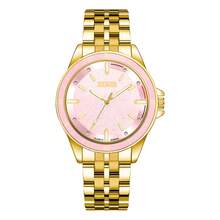 Reloj Casual ZOEA para Hombre, Correa , Esfera Elegante, Uso Diario y Trabajo - Correa-Dorado/caja-Rosa - Ver 1