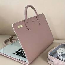 1pc Laptop Protective Case, Laptop Shell, Laptop Protective Cover, Suitable For Various Laptop Models - With Handle PU Protective Exterior, Glossy Design Compatible With MacBook Pro/Air, And More, Compact And Lightweight, Essential For Daily Home And Office Use - View 2