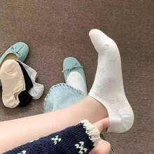 5 pares de calcetines invisibles con lazo estilo ballet de la serie de dopamina, boca poco profunda, nueva llegada coreana de primavera/verano, entrega aleatoria - Multicolor - Ver 3
