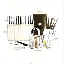 Locksmith Tool Beginner Learning Tool Best Tool, Tool Kit With Transparent Padlock Plus 1 Hidden Locksmith Tool Card - A - View 3