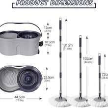 Spin Mop And Bucket Set,Microfiber Spin Mop With 3 Mop Pads,Pedal Spinning Mops And Bucket With Wringer Set For Floor Cleaning - Home & Office Suitable - A - View 3