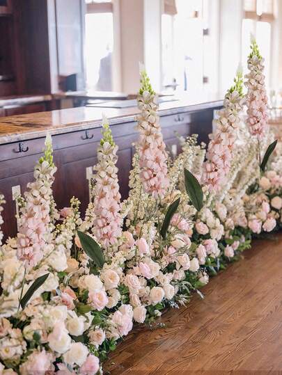 3pcs Artificial Gypsophila, Delphinium, Hyacinth Flowers With Long Stems, Made Of Silk, Suitable For Wedding, Engagement, Home, Outdoor Party Floral Arrangement, Tabletop Decor