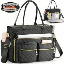 Laptop Bag For Women,Large Capacity Teacher Nurse Professional Work Multi-Functional Organizer Bag,For Office,College,Travel,Business,Daily Use - 黑色 - 查看 7