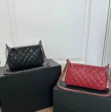 2026 New Fashion Elephant Style Mahjong Bag With Silver Chain, Rhinestone Clasp, Diamond Mesh Chain, Crossbody Single Shoulder Underarm Bag - 黑色 - 查看 4