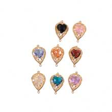 5个镀金铜质水滴形和心形吊坠，适合DIY首饰制作，项链、手链、耳环、包链、钥匙扣、拉链头等，男女通用 - 彩色 - 查看 5