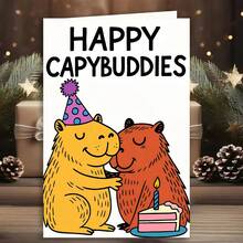 1 Thiệp chúc mừng sinh nhật hình chuột lang nước dễ thương, thiết kế tiệc tùng vui nhộn, lời chúc hài hước dành cho bạn bè, gia đình, cặp đôi, người yêu động vật, ý tưởng quà tặng, thiệp mời dự tiệc, bên trong để trống. - Mảnh duy nhất - Xem 8