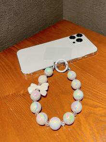 1 chiếc nơ laser trắng & mặt dây chuyền hình trái tim điện thoại/cổ tay/tai nghe phụ kiện treo quà tặng cho mẹ, gia đình, bạn bè, sinh nhật, ngày lễ mặt dây điện thoại, dây đeo điện thoại - trắng - Xem 2