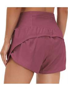 Womens High Waisted Running Shorts Quick Dry Athletic Workout Shorts With Mesh Liner Zipper Pockets - Hot Pink - View 1