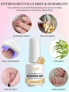 GLOZ 1PC 18ml Transparent Blooming Gel Nail Polish, Removable UV LED Blooming Gel Nail Polish, Can Create Tie Dye Effect, Suitable For Nail Art, Marble, Natural Stone, Watercolor Tie Dye And More, Christmas Nail Polish - Clear - View 5