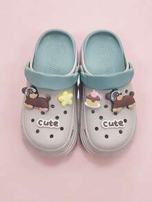 2026 Spring/Summer New Women's Thick-Sole Hollow Sandals, EVA Soft & Comfortable Non-Slip Wear-Resistant, Fashionable Casual Slip-On Beach Slippers, Backless Clogs Suitable For Hospital/Nursing Work - Grey - View 2