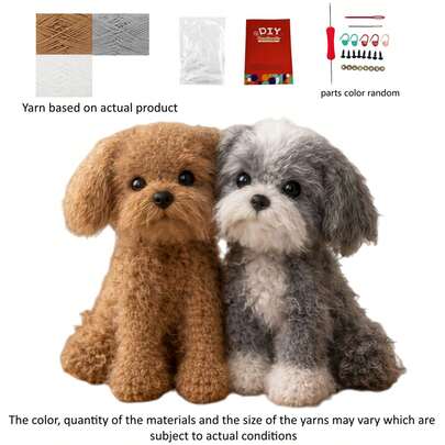 2Pcs Animal Crochet Kit, Beginner Crochet Kit For Adults With Step-By-Step Text Tutorials, Two Poodles DIY Knitting Kit, Cute Funny Spring And Summer Home Decorative Ornaments, Birthday Easter Day And Spring Gifts