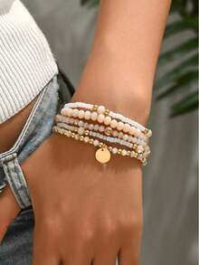 5件套时尚多层米粒珍珠链手链项链吊坠套装 - 均碼 - 查看 10