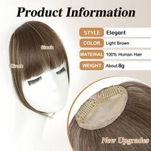 Tóc mái kẹp bằng tóc thật cao cấp dành cho nữ - Dài 6 inch, thẳng, bồng bềnh với phần tóc hai bên thái dương, trông tự nhiên, dễ tạo kiểu. - S6 - Xem 3