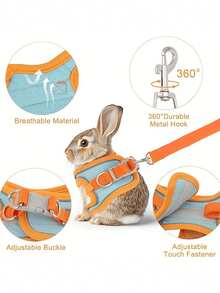 1pc/ Adjustable Rabbit Tethering Rope Set - Suitable For Various Small Animals - Orange - View 4