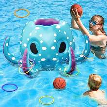 iPlay iLearn Octopus Pool Toys 2-in-1 Inflatable Float Pool Game Basketball Hoop and Ring Toss Game Outdoor Summer Beach Water Play Cool Family Party Gift 3 4 5 6 7 8 Year Old Boy Girl Child - como en la foto - Ver 8