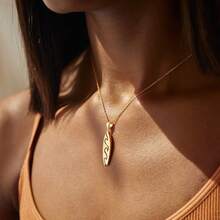 Mặt dây chuyền hình oval lượn sóng kiểu ván lướt sóng - Trang sức phong cách nghỉ dưỡng, thích hợp cho kỳ nghỉ biển, đeo hàng ngày và làm quà tặng. - vàng - Xem 5