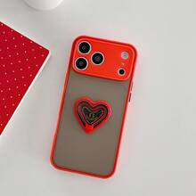 (Heart-Shaped Holder) DIY Heart-Shaped Holder, Magnetic Car Mount, 3D Desktop, Matte Texture, Compatible With Samsung Galaxy S26, S25, S24, S24 Plus/S24+, S24 Ultra, S24 FE, S20, S21, S22, S23, Soft Shell All-Inclusive Protective Card Holder, And 15T, 15T Pro, 14, 14 Pro, 13T, 13T Pro, 13 Lite, 13, 12T, 12T Pro, 12, 12 Pro, 11 Lite, 11 Pro, 11T Pro, 11T, 10 Lite, 10T, 10T Pro Matte Protective Cases, Compatible With O-Ring Magnetic Car Mount - Red - View 1