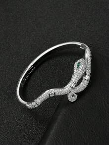 1 pieza Brazalete de lujo con serpiente de circonita cúbica de moda, para uso diario de mujeres - Serpiente - Ver 2