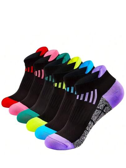 1/3/6 Pairs Women Sports Ankle Socks, Running Compression Socks, Comfortable Low-Cut, Soft Edging Design