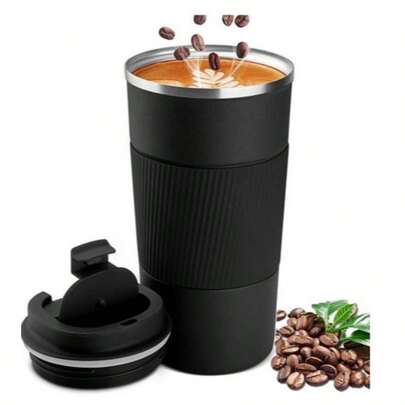 1pc Stainless Steel Insulated Travel Mug, Stainless Steel Coffee Cup, Tumbler, Double Wall Vacuum Water Bottle With Lid, Suitable For Hot And Cold Drinks, Convenient For Home, Travel, Outdoor, Coffee, Back To School, Christmas, New Year And Other Occasions