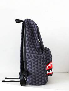 Túi xách công sở cỡ lớn dành cho bé trai, kiểu dáng retro, balo du lịch, balo đi làm ngoài trời họa tiết kẻ caro thời trang. - màu đen - Xem 4