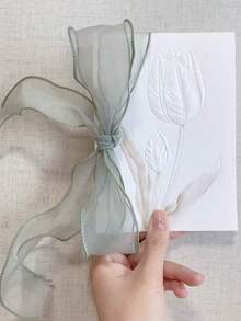 Elegant Ribbon Greeting Card, Suitable For Giving To Best Friends, Colleagues, Boyfriends/Girlfriends As Thank You Card, Love Letter, Birthday Wishes, Message Card, Postcard, Or Holiday Gift - White - View 1