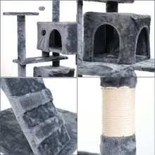 Crystals 138cm Large Multi-Level Cat Tree Tower With Scratching Posts, Condo Houses & Perches – Indoor Cat Activity Centre (Light Grey/Charcoal Grey) - Dark Grey - View 4