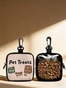 1pc Dog Print Dog Treat Bag, Pet Training Set With Hook And Zipper - Pet Poop Bag, Small Dog Pet Training Walking Bag - Multicolor - View 3
