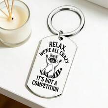 Stainless Steel Animal Keychains, Cute Cartoon Raccoon Bag/Wallet/Car Key Accessories, Creative Birthday/Christmas Gifts - Old Gold - View 3