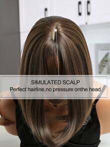 深棕色波波头假发，短发造型，高品质刘海，耐热化纤假发，日常佩戴女士假发，甜美可爱假发，舞会派对假发 - Dark Brown - 查看 6