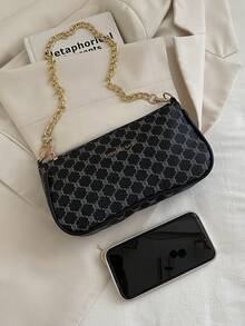 Túi đeo vai nhỏ vuông, in họa tiết, phong cách retro tối giản, dung tích lớn, kiểu dáng thường ngày, dành cho nữ, mùa hè 2026. - màu đen - Xem 6