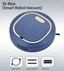 Aspiradora robótica 3 en 1 inteligente, barredora y trapeadora automática, limpieza seca y húmeda para el hogar - Azul - Ver 6