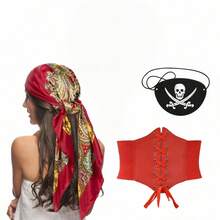 [1/3 món] Trang phục cướp biển mới cho lễ hội Carnival, trang phục hóa trang thời Trung cổ Phục hưng, khăn trùm đầu in hình cướp biển, thắt lưng, mặt nạ, vòng cổ nhiều lớp, trang phục hóa trang lễ hội âm nhạc, đám cưới, tiệc hóa trang, đạo cụ trang phục ảo thuật, trang phục dự tiệc mới - Nhiều màu - Xem 20