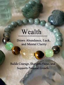 Women's Prosperity Bracelet: Jade, Tiger Eye Crystal Gemstone Beaded Bracelet, Abundance, Good Luck, Success Yoga Meditation Jewelry Gifts For Women Men - Multicolor - View 7