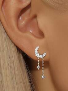 1 pieza/1 pieza Pendiente de perla de concha de plata de ley 925 hipoalergénico para mujer, pendiente de botón perfecto para perforación / regalo, joyería nupcial fina - Plateado - Ver 8