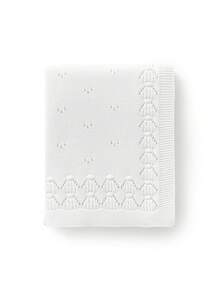 Hollow Lace Knitted Baby Blanket, 100% Cotton Class A Infant Swaddle Wrap, All Season Stroller Cover, Ins Style - White - View 5