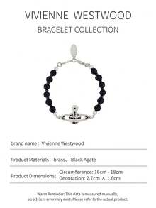 Vivienne Westwood Messaline Collection Black Agate Saturn Bracelet Silver Tone, Brass - 銀色 - 查看 3