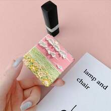 1 Cute Square Makeup Mirror With Magnifying Function, Double-Sided Compact Oil Painting Style Landscape Mirror - A Portable Handheld Women's Makeup Mirror - Multicolor - View 3
