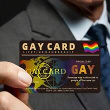 1/3/5/10pcs Gay Pride Lifetime Membership Cards, Double-Sided Rainbow Stripe Design Men's ID Cards, Non-Adhesive Rectangular Daily Carry And Pride Event Cards, Gay Gifts, Holiday Accessories, Popular Item, Smooth Surface, Essential For Holiday Crowds - B - View 5