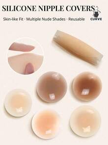 2PCS/4PCS No Show Sticky Nipple Covers, Invisible Reusable Waterproof Breathable Pasties, Skin Friendly Anti Slip Adhesive Pads For Backless Strapless Dresses, Wedding Party - Multicolor - View 6