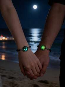 1 pieza/2 piezas/Set Pulsera personalizada luminosa de luna y sol para parejas, adecuada como regalo de hombre a novia [Tenga en cuenta que hay un diseño separado para la luna, las estrellas o el sol] - Multicolor - Ver 11