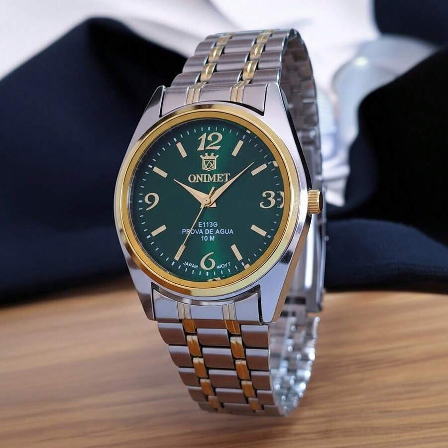 ORIMET Men's Waterproof Watch Steel Strap Vintage Retro Style Beautiful - Green - View 1