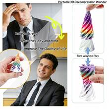 Juguete antiestrés sensorial de espiral de doble cara impreso en 3D, 4 estilos, paquete de 1/2/3/4/16, juguete de alivio del estrés de color degradado - Multicolor - Ver 5